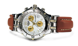 Krieger White/Gold Zones/18kt & Polished Steel Leather C705P.3C.57
