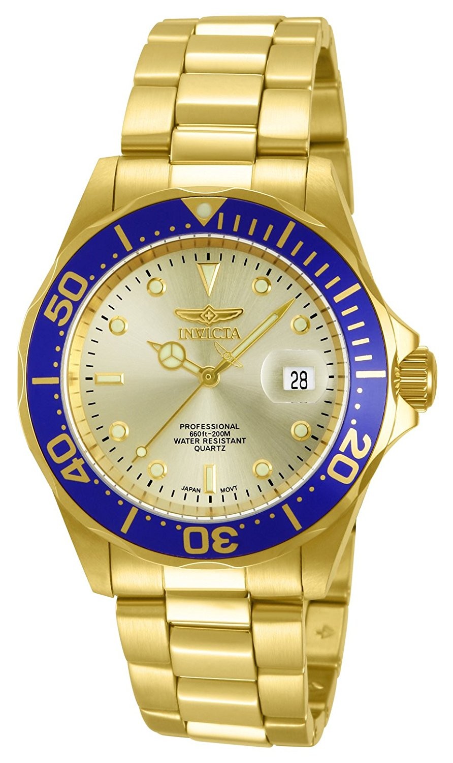Invicta Men's 14124 Pro Diver Gold Dial 18k Gold Ion-Plated