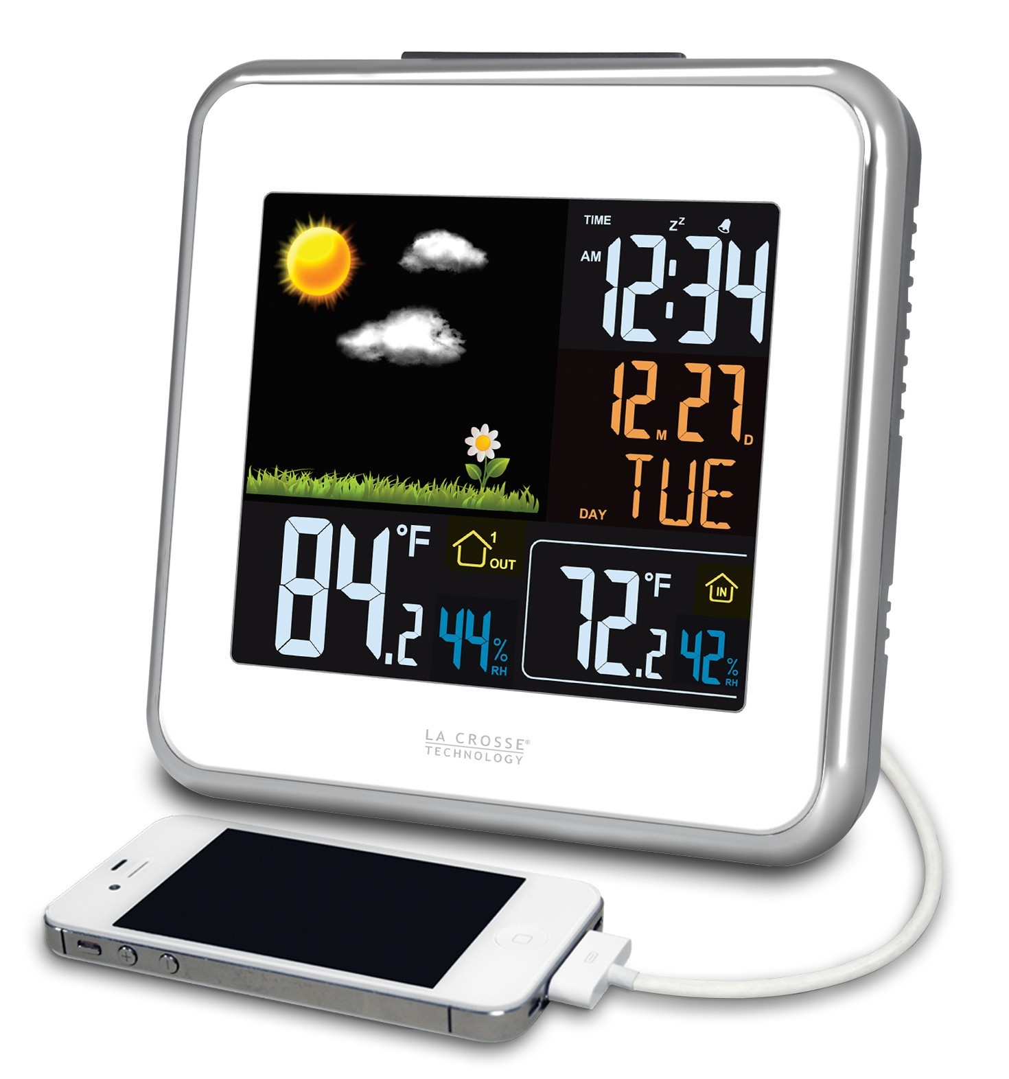 La Crosse Technology 308-146W Atomic Wireless Color Forecast Station with Dew Point, Heat Index, USB charging port