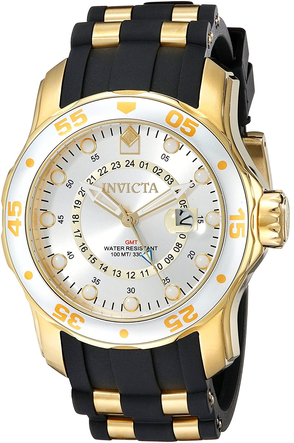 Invicta Men's 6995 Pro Diver Collection GMT Silver Dial Black Polyurethane Watch