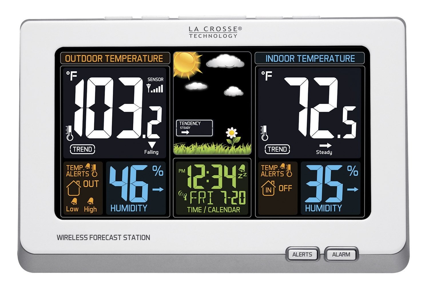 La Crosse Technology 308-1414W Wireless Atomic Digital Color Forecast Station with Alerts, White