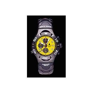 Blackhawk Mach3 Alarm Chronograph in silver stainless steel with a yellow dial.