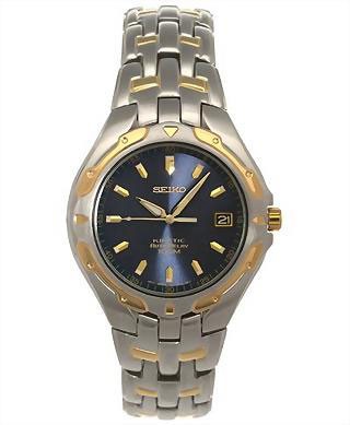 Seiko Kinetic Auto Relay SMA162 Two Tone with Blue Dial Watch Mens