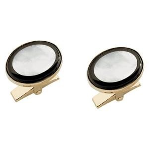 Dolan and Bullock Oval Mother of Pearl With Onyx Outline Cuff Links KCL-918M