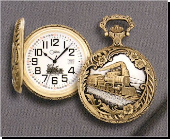 Colibri Old World Series Railroad/Train Swiss Quartz Date Pocket Timepiece PWS-95112-W