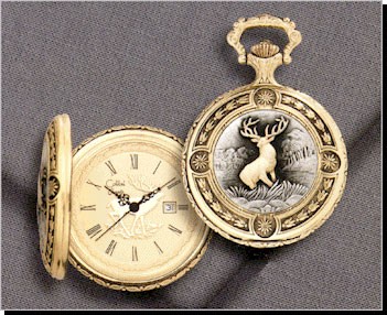 Colibri Old World Series Deer Buck Swiss Quartz Date Pocket Timepiece. PWS-95120-B