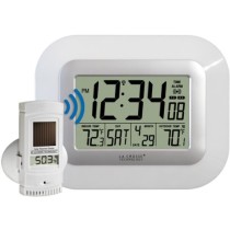 La Crosse Technology WS-811561-W atomic digital wall clock with solar-powered sensor