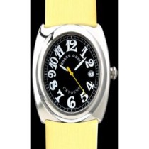 Oxygene Sport Black Dial and White Numbers with Shantung Silk Yellow Strap