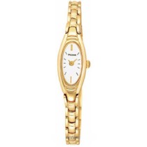 Pulsar Ladies Gold-Tone Watch with White Face PEX502