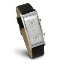 Skagen Men's Stainless Dual Dial/Black Leather 286LSLW