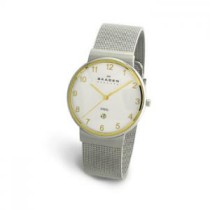 Skagen Men's Stainless with Gold Trim and White Dial 355LGSCA