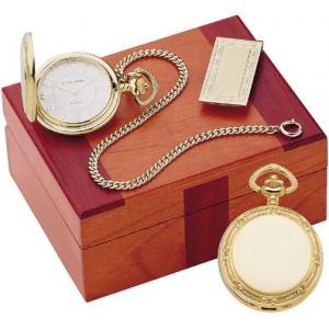Colibri 500 Series Picture Frame Gold Tone Quartz Pocket Watch, Chain and Money Clip Gift Set PWQ-96009-S