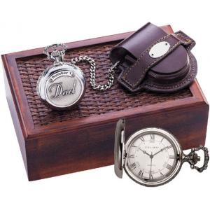 Colibri Pocket Watch w/ 'Number One Dad' Embossed on Cover - Silvertone PWQ-95258-S