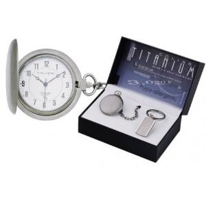 Colibri Titanium Pocket Watch and Key Chain Gift Set PWQ-96806-S