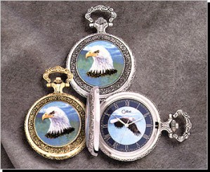 Colibri Wildlife Series Eagle Quartz Pocket Timepiece Silver-tone PWS-95859-S