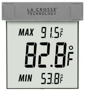 La Crosse Technology WS-1025 Digital Window Thermometer with detachable bracket and records MIN/MAX temp & Auto reset