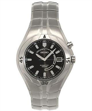 Seiko Kinetic SKA097 Stainless Steel with Black Dial Kinetic Watch Mens