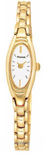 Pulsar Ladies Gold-Tone Watch with White Face PEX502