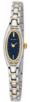 Pulsar Ladies Stainless & Gold-Tone Watch with Black Face PEX504