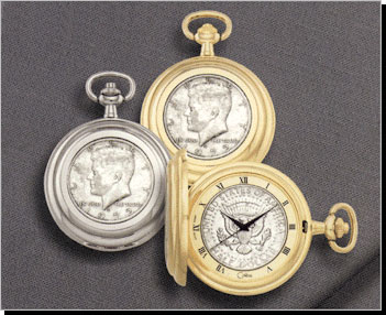 Colibri Coin Collection Kennedy Half Dollar Quartz Pocket Timepiece (gold-tone) PWS-95909