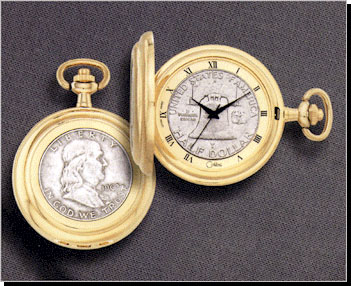 Colibri Coin Collection Franklin Half Dollar Quartz Pocket Timepiece PWS-95910