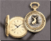 Old World Series Colibri Pocket Watch, Deer / Buck, Date, Gold-Tone PWS-95210-W